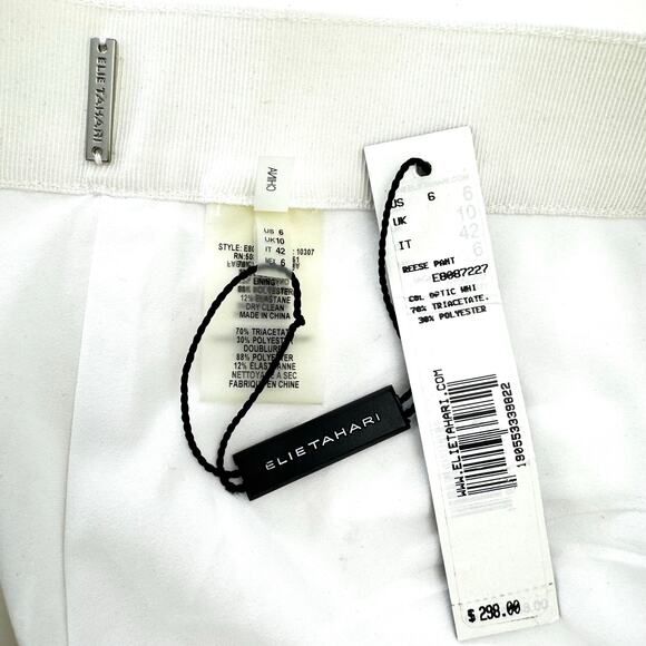 Elie Tahari Reese Pants Crepe Georgette Wide Leg Pleated Front White 6 NWT - Picture 9 of 10